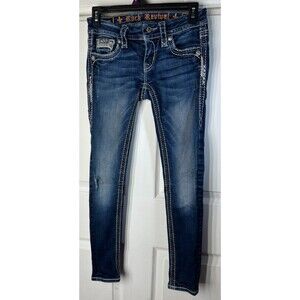 Rock Revival Jeans Wm's Sz 24/27 Low-Rise Jasna Ankle Skinny W/Stretch Distressd